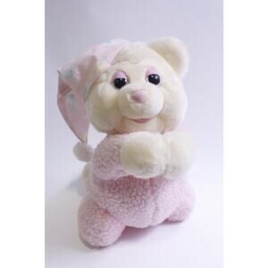 Praying Bear, Plush, 11", Evening Prayer, Pink White, Pink Night Hat, Adorable,